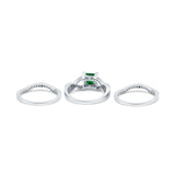 Three Piece Infinity Shank Cushion Cut Art Deco Halo Engagement Ring Round Simulated Cubic Zirconia 925 Sterling Silver