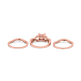 Three Piece Infinity Shank Cushion Cut Art Deco Halo Engagement Ring Round Simulated Cubic Zirconia 925 Sterling Silver
