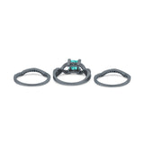Three Piece Infinity Shank Cushion Cut Art Deco Halo Engagement Ring Round Simulated Cubic Zirconia 925 Sterling Silver