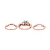 Three Piece Infinity Shank Cushion Cut Art Deco Halo Engagement Ring Round Simulated Cubic Zirconia 925 Sterling Silver