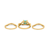 Three Piece Infinity Shank Cushion Cut Art Deco Halo Engagement Ring Round Simulated Cubic Zirconia 925 Sterling Silver