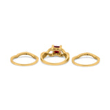Three Piece Infinity Shank Cushion Cut Art Deco Halo Engagement Ring Round Simulated Cubic Zirconia 925 Sterling Silver