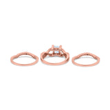 Three Piece Infinity Shank Cushion Cut Art Deco Halo Engagement Ring Round Simulated Cubic Zirconia 925 Sterling Silver