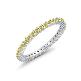 Full Eternity Wedding Band Round Simulated CZ Ring 925 Sterling Silver