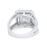 Halo Princess Shape Engagement Ring Simulated CZ 925 Sterling Silver
