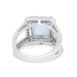 Halo Princess Shape Engagement Ring Simulated CZ 925 Sterling Silver