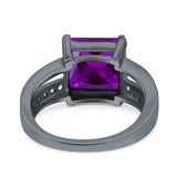 Princess Cut Art Deco Engagement Ring Simulated Cubic Zirconia 925 Sterling Silver