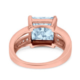 Princess Cut Art Deco Engagement Ring Simulated Cubic Zirconia 925 Sterling Silver