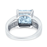 Princess Cut Art Deco Engagement Ring Simulated Cubic Zirconia 925 Sterling Silver