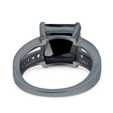 Princess Cut Art Deco Engagement Ring Simulated Cubic Zirconia 925 Sterling Silver