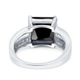 Princess Cut Art Deco Engagement Ring Simulated Cubic Zirconia 925 Sterling Silver