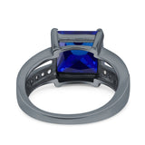Princess Cut Art Deco Engagement Ring Simulated Cubic Zirconia 925 Sterling Silver