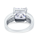 Princess Cut Art Deco Engagement Ring Simulated Cubic Zirconia 925 Sterling Silver