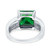 Princess Cut Art Deco Engagement Ring Simulated Cubic Zirconia 925 Sterling Silver