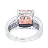 Princess Cut Art Deco Engagement Ring Simulated Cubic Zirconia 925 Sterling Silver