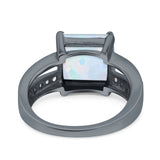 Princess Cut Art Deco Engagement Ring Simulated Cubic Zirconia 925 Sterling Silver