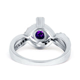 Art Deco Wedding Bridal Ring Round Simulated Cubic Zirconia 925 Sterling Silver