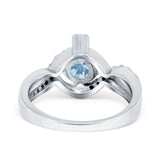 Art Deco Wedding Bridal Ring Round Simulated Cubic Zirconia 925 Sterling Silver