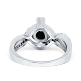 Art Deco Wedding Bridal Ring Round Simulated Cubic Zirconia 925 Sterling Silver