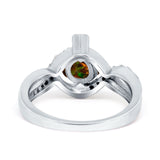 Art Deco Wedding Bridal Ring Round Simulated Cubic Zirconia 925 Sterling Silver