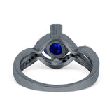Art Deco Wedding Bridal Ring Round Simulated Cubic Zirconia 925 Sterling Silver