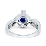 Art Deco Wedding Bridal Ring Round Simulated Cubic Zirconia 925 Sterling Silver