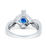 Art Deco Wedding Bridal Ring Round Simulated Cubic Zirconia 925 Sterling Silver