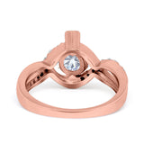 Art Deco Wedding Bridal Ring Round Simulated Cubic Zirconia 925 Sterling Silver