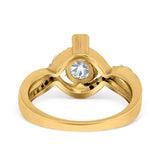 Art Deco Wedding Bridal Ring Round Simulated Cubic Zirconia 925 Sterling Silver