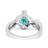 Art Deco Wedding Bridal Ring Round Simulated Cubic Zirconia 925 Sterling Silver