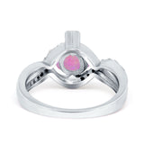 Art Deco Wedding Bridal Ring Round Simulated Cubic Zirconia 925 Sterling Silver