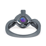 Art Deco Wedding Bridal Ring Round Simulated Cubic Zirconia 925 Sterling Silver