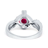 Art Deco Wedding Bridal Ring Round Simulated Cubic Zirconia 925 Sterling Silver