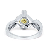 Art Deco Wedding Bridal Ring Round Simulated Cubic Zirconia 925 Sterling Silver