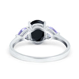 Three Stone Oval Wedding Bridal Ring Simulated Cubic Zirconia 925 Sterling Silver