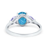 Three Stone Oval Wedding Bridal Ring Simulated Cubic Zirconia 925 Sterling Silver
