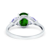 Three Stone Oval Wedding Bridal Ring Simulated Cubic Zirconia 925 Sterling Silver