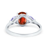 Three Stone Oval Wedding Bridal Ring Simulated Cubic Zirconia 925 Sterling Silver