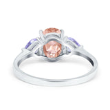 Three Stone Oval Wedding Bridal Ring Simulated Cubic Zirconia 925 Sterling Silver