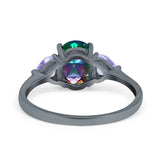 Three Stone Oval Wedding Bridal Ring Simulated Cubic Zirconia 925 Sterling Silver