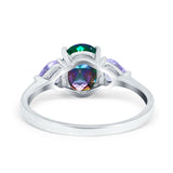 Three Stone Oval Wedding Bridal Ring Simulated Cubic Zirconia 925 Sterling Silver