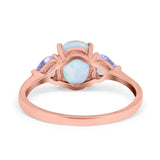 Three Stone Oval Wedding Bridal Ring Simulated Cubic Zirconia 925 Sterling Silver