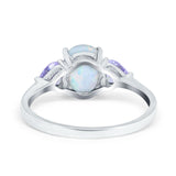 Three Stone Oval Wedding Bridal Ring Simulated Cubic Zirconia 925 Sterling Silver