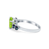 Heart Promise Wedding Ring Simulated Rainbow Cubic Zirconia 925 Sterling Silver