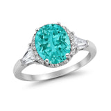 Cocktail Halo Wedding Ring Simulated Cubic Zirconia 925 Sterling Silver