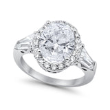 Halo Fashion Ring Round Baguette Simulated CZ 925 Sterling Silver