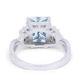 Wedding Ring Emerald Cut Simulated Cubic Zirconia 925 Sterling Silver