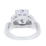 Wedding Ring Emerald Cut Simulated Cubic Zirconia 925 Sterling Silver