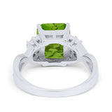 Wedding Ring Emerald Cut Simulated Cubic Zirconia 925 Sterling Silver