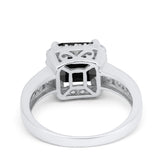 Halo Solitaire Accent Wedding Ring Simulated Cubic Zirconia 925 Sterling Silver